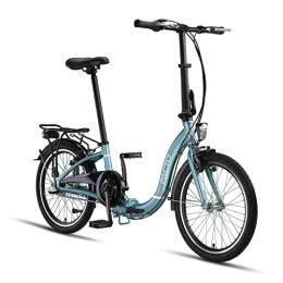 PACTO vélo PACTO Seven Vélo Pliable - Vélo Néerlandais - Cadre en Aluminium 27 cm - Jantes en Aluminium - 3 vitesses Shimano Nexus - Freins à disque - Facile à plier (Bleu)