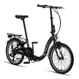 PACTO vélo PACTO Six - Hollandrad Vélo Pliable de Haute qualité 27cm Cadre en Aluminium Bike 20 Pouces Roues en Aluminium Bicycle, 6 Vitesses Shimano vélo Pliant Vélo Pliable Vélo pour Adultes Noir