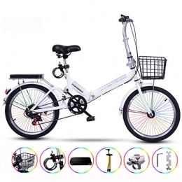 PHY vélo PHY Ultraléger vélo Pliant Portable pour Adultes avec Autoventilation 20 Pouces Couleur Encrypted Bar Varlable Vitesse, Blanc