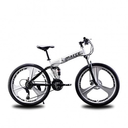 Pliable VTT 27 Vitesses, VTT avec 3 vélos Cutter Wheel Double Disque amortissante pour Adultes,Blanc,24 inch