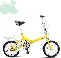 YANJ vélo Pliant vélo pour Adultes, 16 Pouces Jeunes Hommes et Femmes Ultra-légères Mini-vélos Portables Mini Amortisseur Printemps élargi Confortable siège Confortable (Color : Yellow)