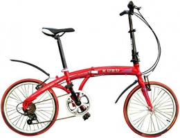 Pkfinrd vélo Pliant à Vitesse Variable vélo-Voiture Pliante 20 Pouces V Frein Vitesse vélo mâle et Femelle Enfants de vélos Mini vélo Pliant, Rouge (Color : Red)