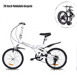 Acptxvh vélo Portable Vélo Pliant, 20 Pouces Rapide Vitesse de vélos, Adapté aux Personnes Au-Dessus de 1, 65 -Adult étudiants Femmes Ville d'équitation, Blanc