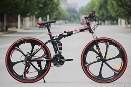 BLTR vélo Pratique Vélo de Montagne Ultra-léger Pliable 4 Variables Vitesse Double Frein Pliant vélo for Homme et Femmes vélo Adulte Haute qualité (Color : Black 6 Blade, Size : 24)