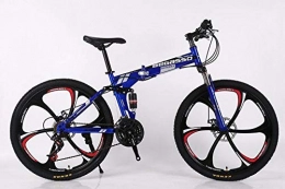 BLTR vélo Pratique Vélo de Montagne Ultra-léger Pliable 4 Variables Vitesse Double Frein Pliant vélo for Homme et Femmes vélo Adulte Haute qualité (Color : Blue 6 Blade, Size : 24)