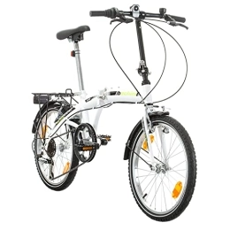 Multibrand Distribution Vélos pliant Probike 20 Pouces Vélo Pliant, Shimano 6 Vitesses, vélo Homme et vélo garçon, Convient de 155 cm à 185 cm (Blanc Vert Fluo Brillant)