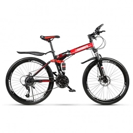 QCLU vélo QCLU Vélo de Montagne Pliable, Fitness extérieur, Cyclisme de Loisirs, Roue de 26 Pouces de Rayon, Trekking vélo Hommes vélo Fille vélo, vélo de Montagne entièrement (Color : Red, Taille : 24-Speed)