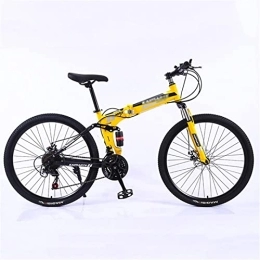 QCLU Vélos pliant QCLU Vélo de Montagne Pliante 24 / 26 Pouces Mini Pliant légère vélo Adulte Bicyclette Petit vélo portatif, Trekking vélo Homme vélo vélo, 21 Vitesses (Color : Yellow, Taille : 24 inch)