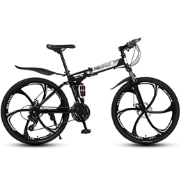 QCLU vélo QCLU Vélo de Montagne Pliante de 26 Pouces, Freins à Disque Dur MTB, Trekking Bike Hommes Vélo Filles Vélo, Rouge, Blanc / Jaune / Noir, 21 Vitesse (Color : Black)