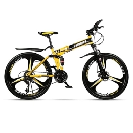 QCLU vélo QCLU Vélo de vélo de Montagne Pliable Fitness en Plein air Vélo à vélo de Loisirs 24 / 26 Pouces 3 Coupe-Cutter, for Homme Femmes Filles garçons (Color : Yellow-A, Taille : 24 inch- 30 Speed)