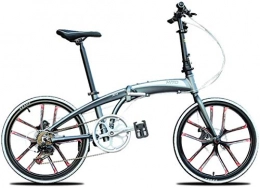 Qianqiusui vélo Qianqiusui Vélo Pliant, vélo avec Citybike Banlieue 22 Pouces à 10 Rayons Roues VTT Suspension Vélo, Titane (Color : Titanium)