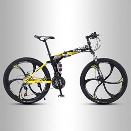 QMMD vélo QMMD Vélo VTT, 24 Pouces Vélo Pliable de Montagne, Adulte Frein à Double Disque Vélo de Montagne, Cadre en Acier Au Carbone 21-24-27- Vitesses Véhicule Tout Terrain, D 6 Spoke, 21 Speed
