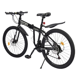 Quiltern VTT 26 pouces 21 vitesses pliable pour homme, vélo pliant avec garde-boue pour adulte, noir/rouge (noir et blanc)