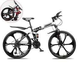 RHSMSS vélo RHSMSS Unisexe, 24 Pouces Garçon Vélo de Montagne, Roue Intégrée à 6 Couteaux Pliant Vélos en Acier Au Carbone, Double Choc Vitesse Variable Vélo, Blanc, 24in (27 Speed)