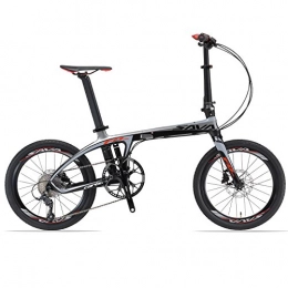 SAVA vélo SAVA Vélo Pliants de 20" Cadre de Carbone Shimano Sora 9-Vitesses Système transportable Vélos (Argent Gris)
