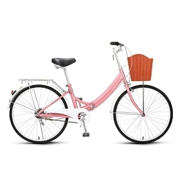 SLDMJFSZ vélo SLDMJFSZ Vélo Pliant, 24 Pouces Bicyclette Pliable Vélo d'équitation en Alliage d'aluminium, Vélo Pliant Ultra-léger pour Hommes et Femmes, Rose