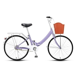 SLDMJFSZ vélo SLDMJFSZ Vélo Pliant 24 Pouces - Vélo Pliant Étudiant Portable pour Hommes Et Femmes Vélo Pliant Vitesse Vélo Amortissant Vélo avec Panier, Violet
