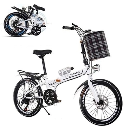 SLRMKK vélo SLRMKK Vélo Pliant pour Adulte, Mini-vélo Portable Ultra-léger pour étudiant à Vitesse Variable de 20 Pouces, Frein à Disque Double Avant et arrière Siège à 6 Vitesses réglable