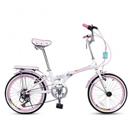 SYLTL Vélo Pliant 7 Vitesses Unisexe Enfant Comfort Bikes Pliant 20 Pouces Portable Petit Vélo de Ville Pliable Réglable,Rose