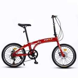 TAURU Vélo de route pliable de 50,8 cm, vitesse variable, vélo de ville en acier au carbone, cadre dur/frein à disque double (rouge)