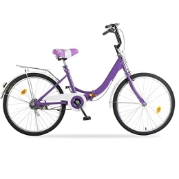 TAURU Vélos pliant TAURU Vélo vintage pour femme, vélo confortable à vitesse unique, vélo portable et pliable en acier au carbone (61 cm, violet)