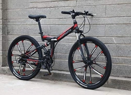 Tbagem-Yjr Vélos pliant Tbagem-Yjr 24 Vitesse De Sport De Loisir VTT for Adultes - Absorption De Choc Se Déplaçant Queue Molle Vélo Pliant (Color : Black Red)