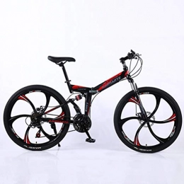 Tbagem-Yjr Vélos pliant Tbagem-Yjr 26 Pouces 24x Acier Haute Teneur en Carbone Pliant Montagne Vélo Vélo - VTT Mens Sports Loisirs (Color : Black Red)