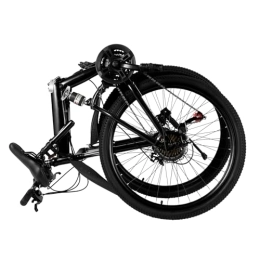 TFIANYNI vélo TFIANYNI VTT pliant 26 pouces pour adulte 21 vitesses Vélo de course pliable Noir Double frein à disque en acier au carbone Fourche avant en forme de U Unisexe Cadeau