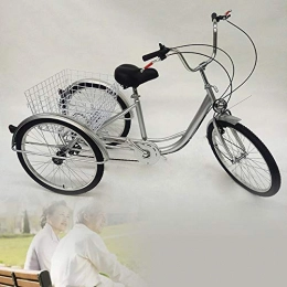 RANZIX Vélos pliant Tricycle 24 pouces pour adultes pliable – Trike Tricycle à 6 vitesses, réglable 3 roues, vélo adulte avec panier et lampe pour les sports de plein air