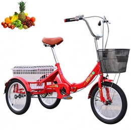 Dongshan vélo Tricycle Adulte 16 `` vélo à 3 Roues Pliant vélo à 3 Roues vélos Confortables avec Panier à légumes Porteur 150 kg Tricycle de mobilité Humaine à chaîne Unique matériau en Acier à Haute