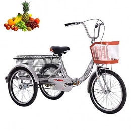 Dongshan vélo Tricycle Adulte 20 '' vélos 3 Roues Tricycle Pliant avec Panier à légumes arrière Scooter Confortable pour Les Dames âgées Bicyclettes Matériau en Acier à Haute teneur en Carbone Pédale