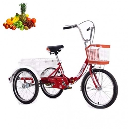 DYM vélo Tricycle Adulte 20 '' vélos 3 Roues Tricycle Pliant avec Panier à légumes arrière Scooter Confortable pour Les Dames âgées Bicyclettes Matériau en Acier à Haute teneur en Carbone Pédale