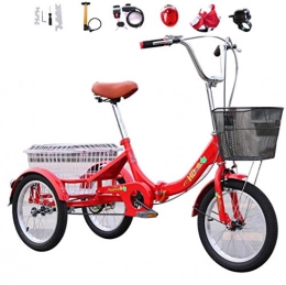 Dongshan vélo Tricycle Pliant de vélo à 3 Roues pour Adultes vélos Confortables de 16 `` Le Panier avec des légumes Peut Supporter 150 kg adapté à Une Hauteur de 140-170 cm Tricycle à mobilité Humaine
