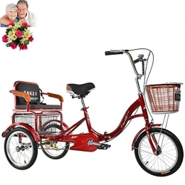 DYM vélo Tricycle Vélo Adulte à 3 Roues Tricycle Pliant 16 '' avec paniers de siège arrière Tricycle pour Les Personnes âgées Cadeaux de Parents Confort Bike City Transport Dames <br>