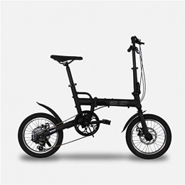 TTW vélo TTW 16 Pouces Pliant vélo pour Adulte et garçon importation Shimano 6 Speed Aluminium Alliage Cadre Ville Banlieue vélo avec Double Disque de Frein, Noir, 16 inch