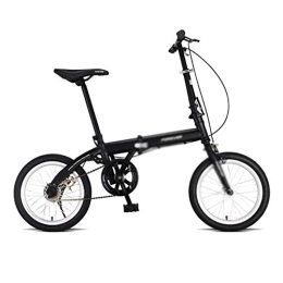 Vélos d'appartement Vélos pliant Ultraléger Vélo Portable Vélo Pliable Vélos Adultes Vélos Mini Vélo À Vitesse Variable 6 Vitesses (Color : Black, Size : 16inches)