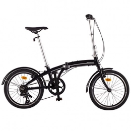 Ultrasport Vélo pliable en aluminium 20 pouces unisexe, dérailleur Shimano Revoshift à 7 plateaux, vélo d'extérieur, vélo pliable sans outils et simple à transporter, noir