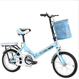 Minkui vélo Unisex Adult Mini Bike Folding Shocking Child Bike Adjustable Handlebar and Seat Aluminum Frame Single Speed -20" Wheel-Bleu_16 Pouces