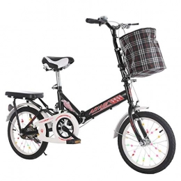 Minkui vélo Unisex Adult Mini Bike Folding Shocking Child Bike Adjustable Handlebar and Seat Aluminum Frame Single Speed -20" Wheel-Noir + Absorption des Chocs_16 Pouces