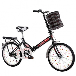 Minkui vélo Unisex Adult Mini Bike Folding Shocking Child Bike Adjustable Handlebar and Seat Aluminum Frame Single Speed -20" Wheel-Noir_16 Pouces