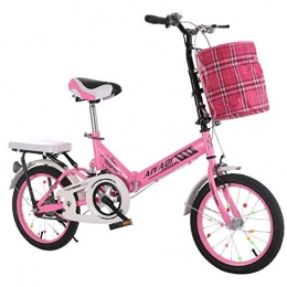 Minkui vélo Unisex Adult Mini Bike Folding Shocking Child Bike Adjustable Handlebar and Seat Aluminum Frame Single Speed -20" Wheel-Rose + Absorption des Chocs_16 Pouces