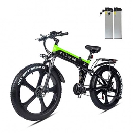 ride66 Vélos pliant Velo Electrique VTT Fat Bike 26 Pouces Pliant Double Batterie Montagne Ebike pour Homme Femme (Noir-Vert)