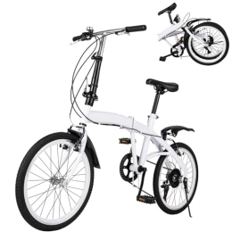 VonVVer Vélo pliant 20" - Blanc - 6 vitesses - Avec cadre en acier - Vélo de ville pliant pour homme et femme