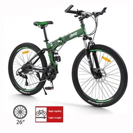 LYRWISHPB vélo VTT, 26 pouces Roues, Mountain Trail Bike haut en acier au carbone pliant Outroad Vélos, 24 vitesses Vélo pleine suspension VTT □□ Gears double Freins à disque Vélo de montagne ( Color : Green )