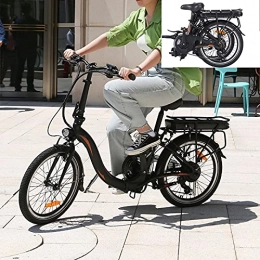 CM67 Vélos pliant VTT Electrique Homme Conduisez à Une Vitesse maximale de 25 km / h Vélos électriques Capacité de la Batterie Lithium-ION (AH) 10AH Velo Pliant Electrique Dimension des pneus 20 Pouces, Noir