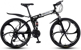 mjj vélo VTT pliable 26" en acier carbone pour adultes - Vitesse variable - Double amortisseur - Noir - 27 vitesses