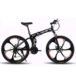 VTT Vélo de Montagne Mountain Bike Pliable Montagne Vélos 26 pouces double frein à disque double suspension Ravine vélo, 21 24 27 vitesses Cadre en acier au carbone ( Color : Black , Size : 21 Speed )
