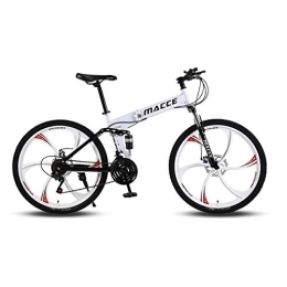 AYDQC Vélos pliant VTT, vélo de montagne, vélo de montagne de 26 pouces 21 vitesses, avec bicyclette pliante de frein à double disque, cadre en acier au carbone épaissié, 6 roue de couteau fengong ( Color : White )