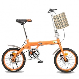 ZHEDYI vélo Vélo 16po, Adultes, Dames, Hommes, Mini-vélo Pliant Vélo Avec Panier, Vélo De Banlieue De La Ville Compacte, Simple Vélo De Vitesse De La Lumière, Velos Pliants, Vtt ( Color : Orange , Size : 20in )