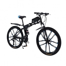 Vélo de 26 pouces Vélo de montagne Double Amortisseur Bike Vélo Pliant Vélos de fibre de carbone avec sac à vélo - Les vélos de suspension complètes sont, Expédition d'Allemagne ( Color : Black )